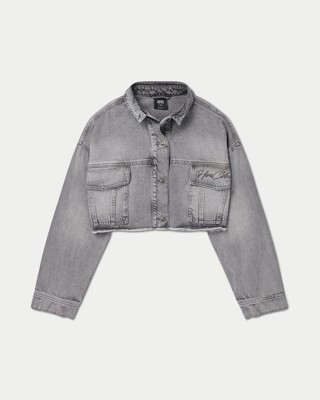 HERA WOMENS CROPPED DENIM JACKET - LIGHT GREY