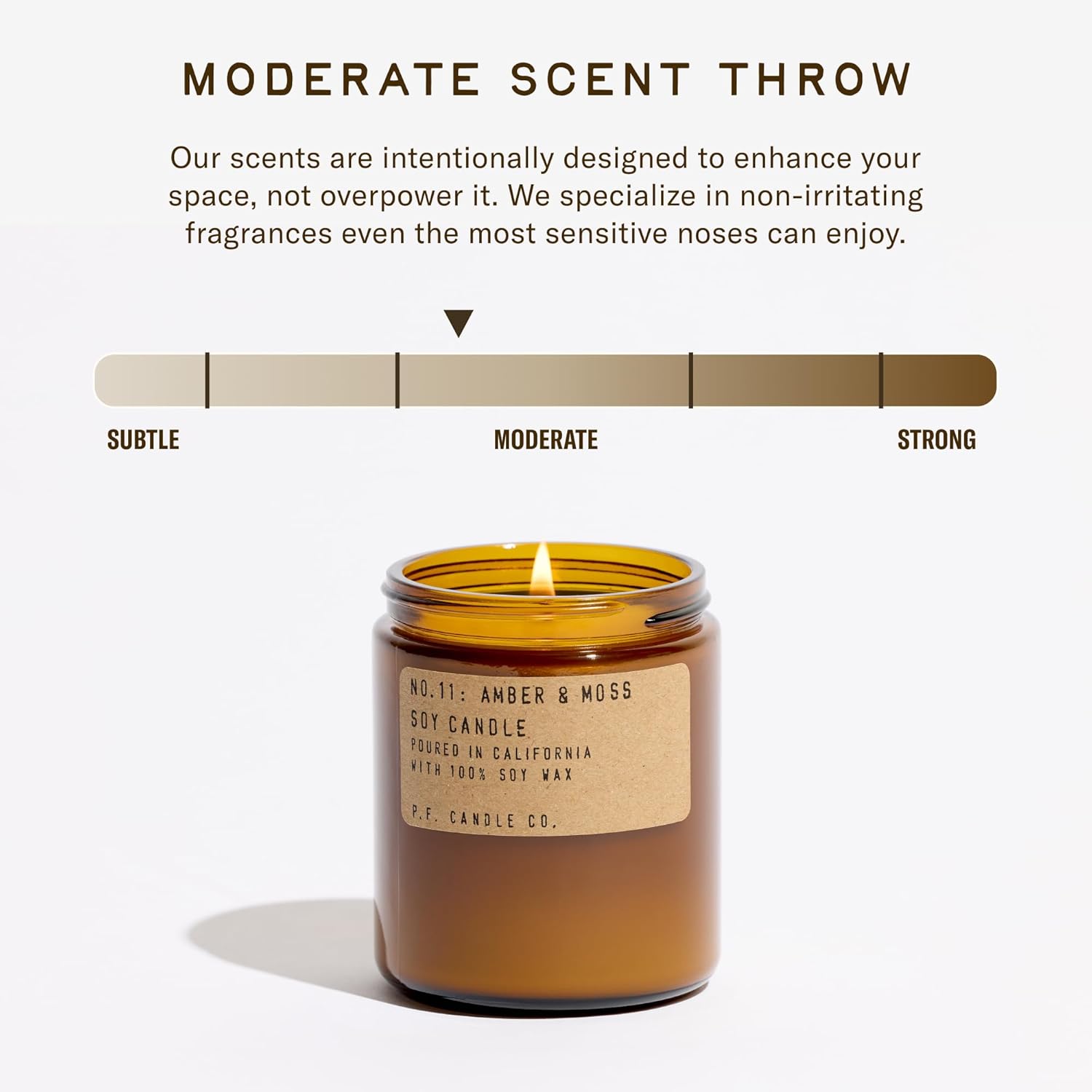 P.F. CANDLE CO NO.11 AMBER & MOSS 7.2 OZ SOY CANDLE - BROWN