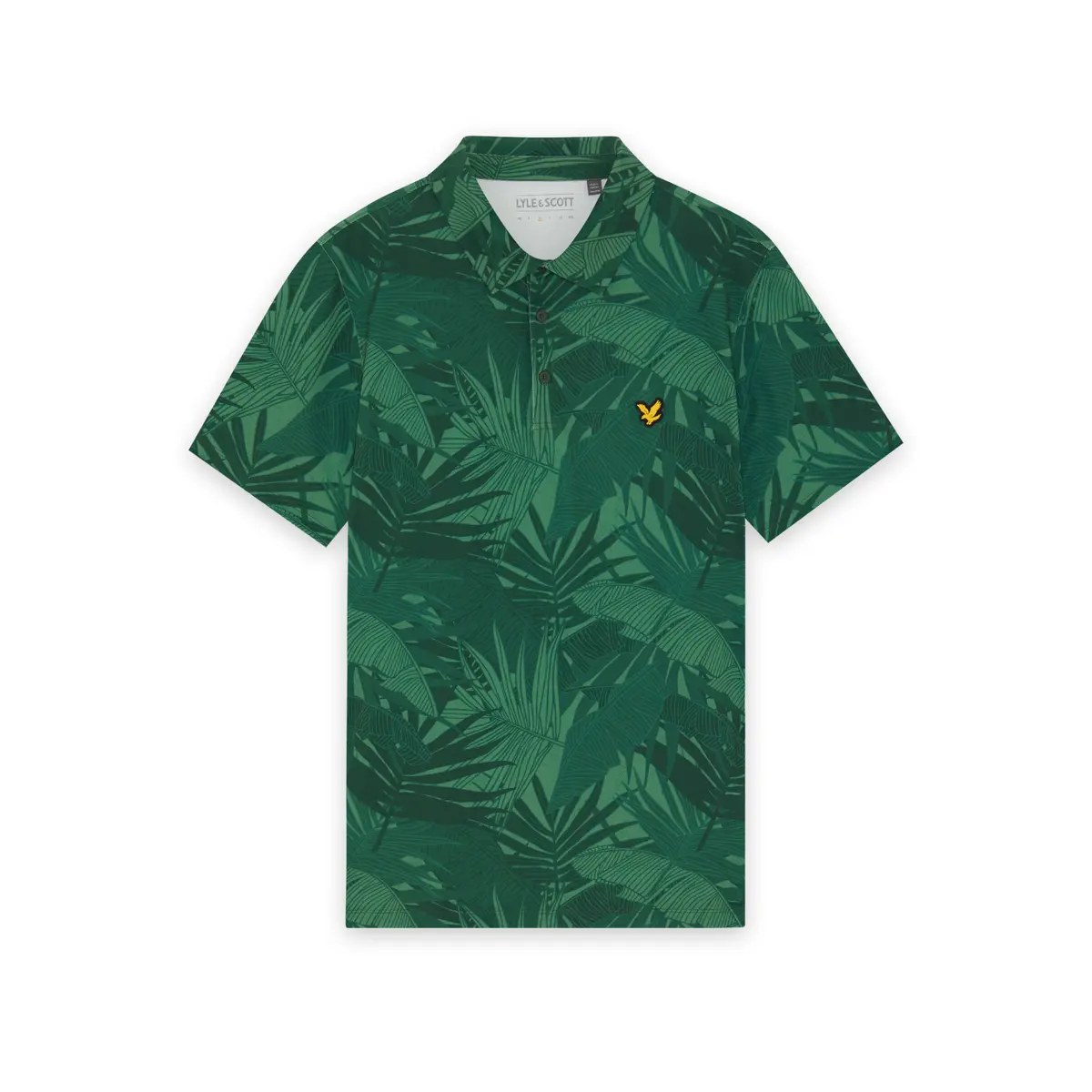 LYLE & SCOTT GOLF LEAF PRINT POLO - CANOPY GREEN