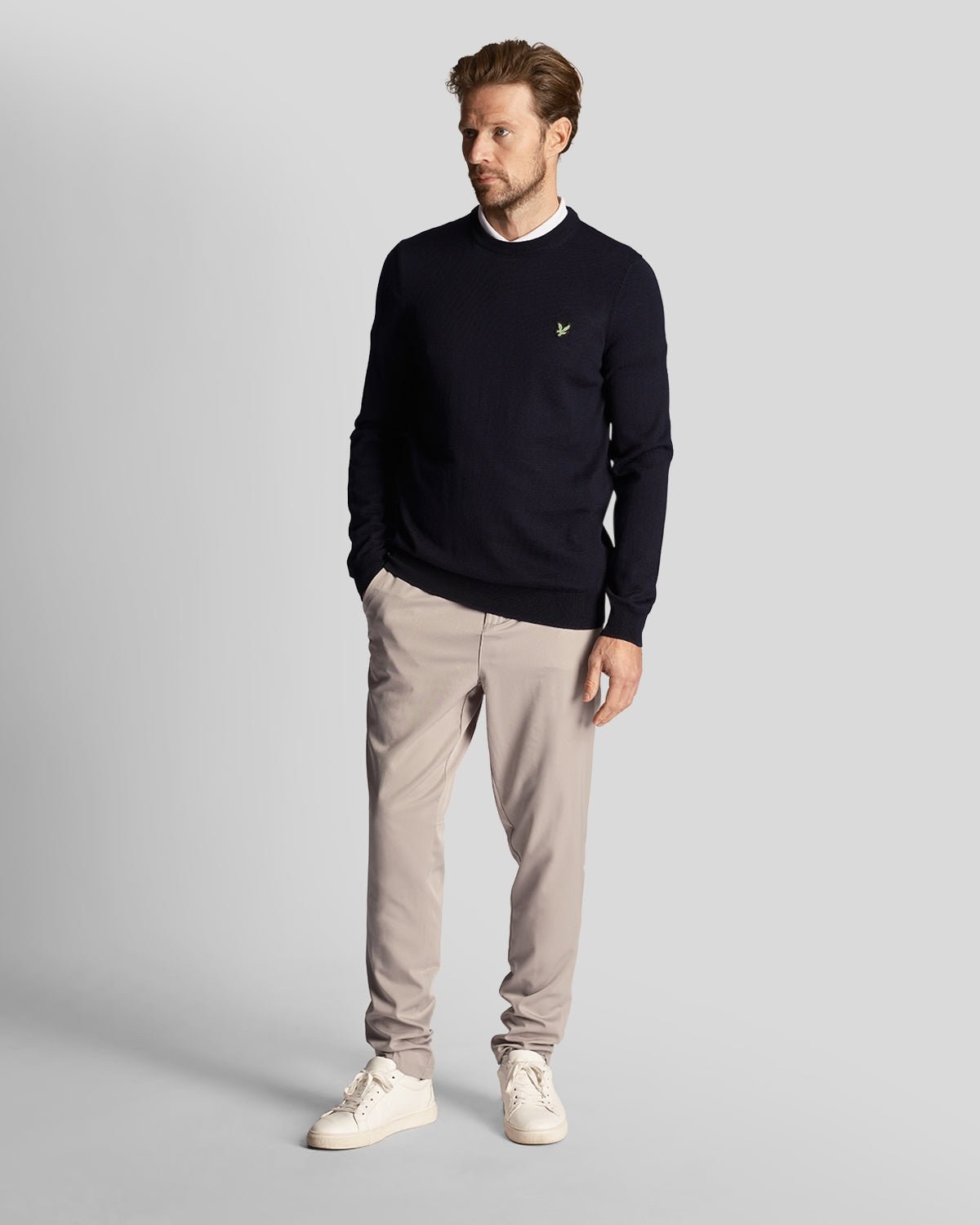 LYLE & SCOTT GOLF POLYBLEND CREW NECK PULLOVER - DARK NAVY