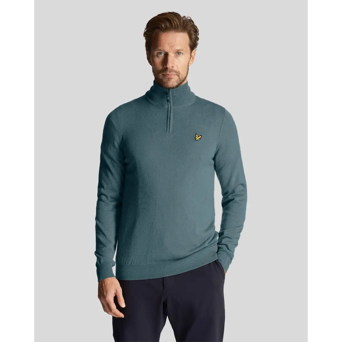 LYLE & SCOTT GOLF CORE 1/4 ZIP MERINO MIX - IRON BLUE