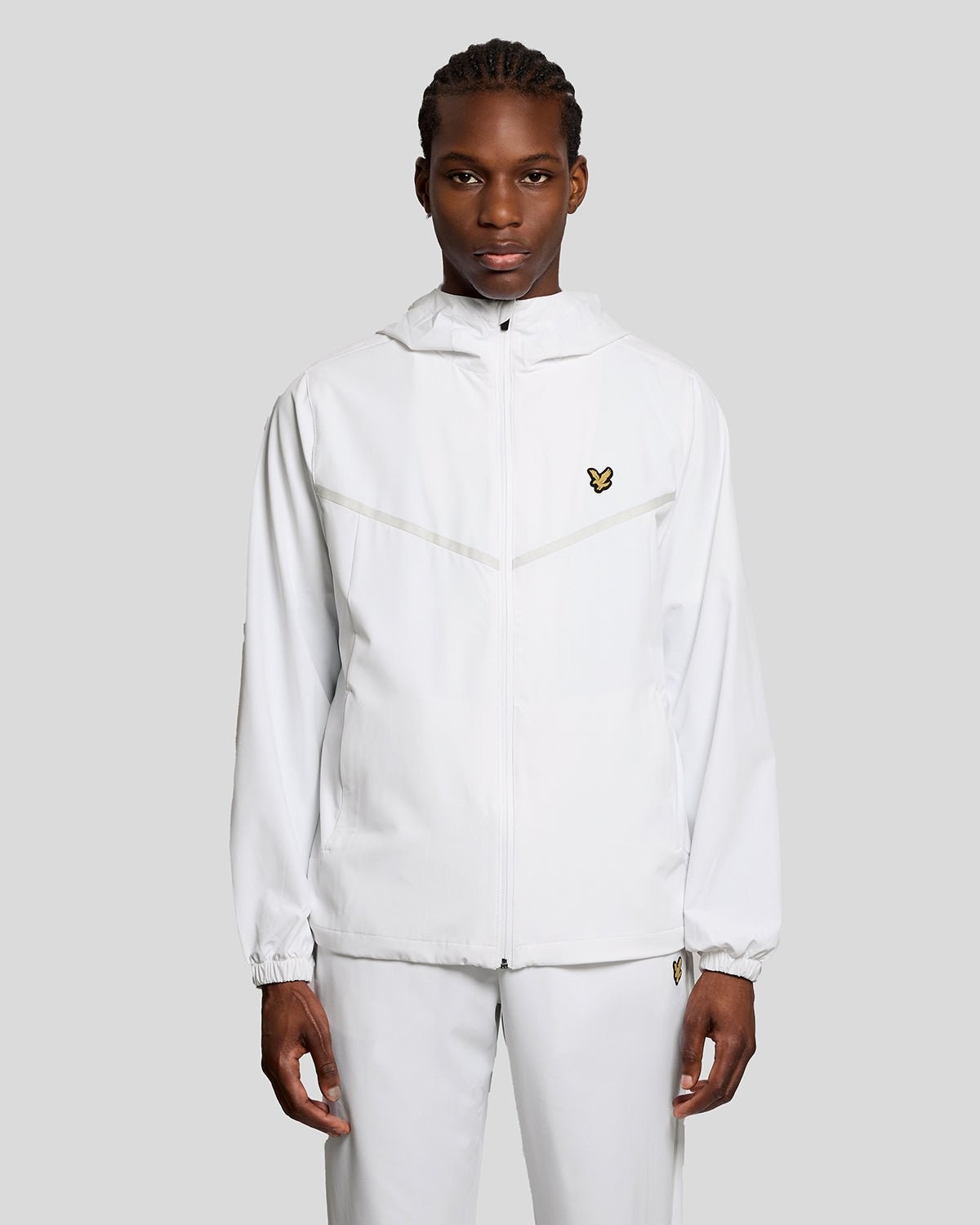 LYLE & SCOTT STRIPED TRACK JACKET - WHITE