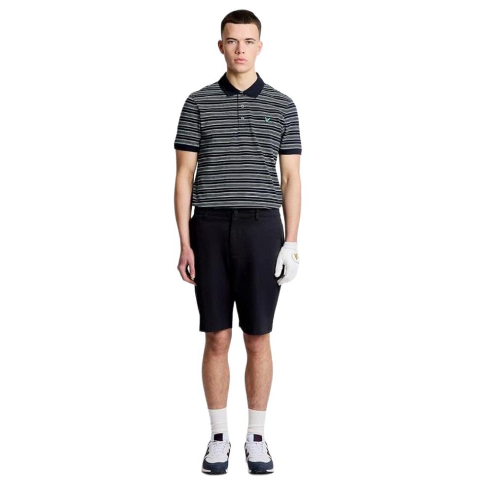 LYLE & SCOTT GOLF STRIPE POLO SHIRT - DARK NAVY/ SEA BREEZE BLUE/ CHARCOAL