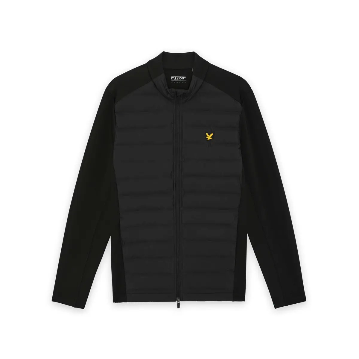 LYLE & SCOTT HYBRID QUILTED FULL ZIP GOLF JACKET - JET BLACK