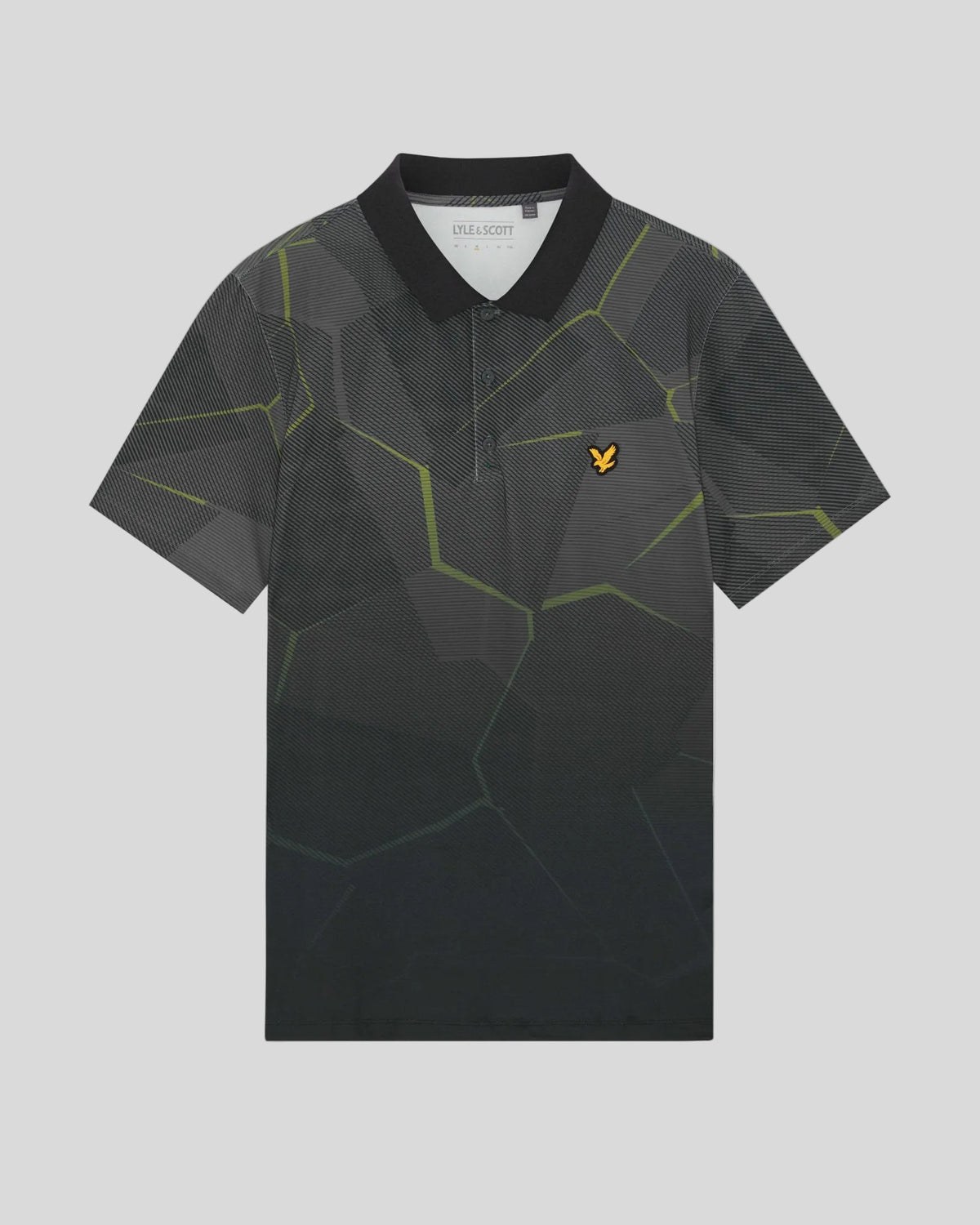LYLE & SCOTT GOLF GEOMETRIC PRINT POLO - JET BLACK