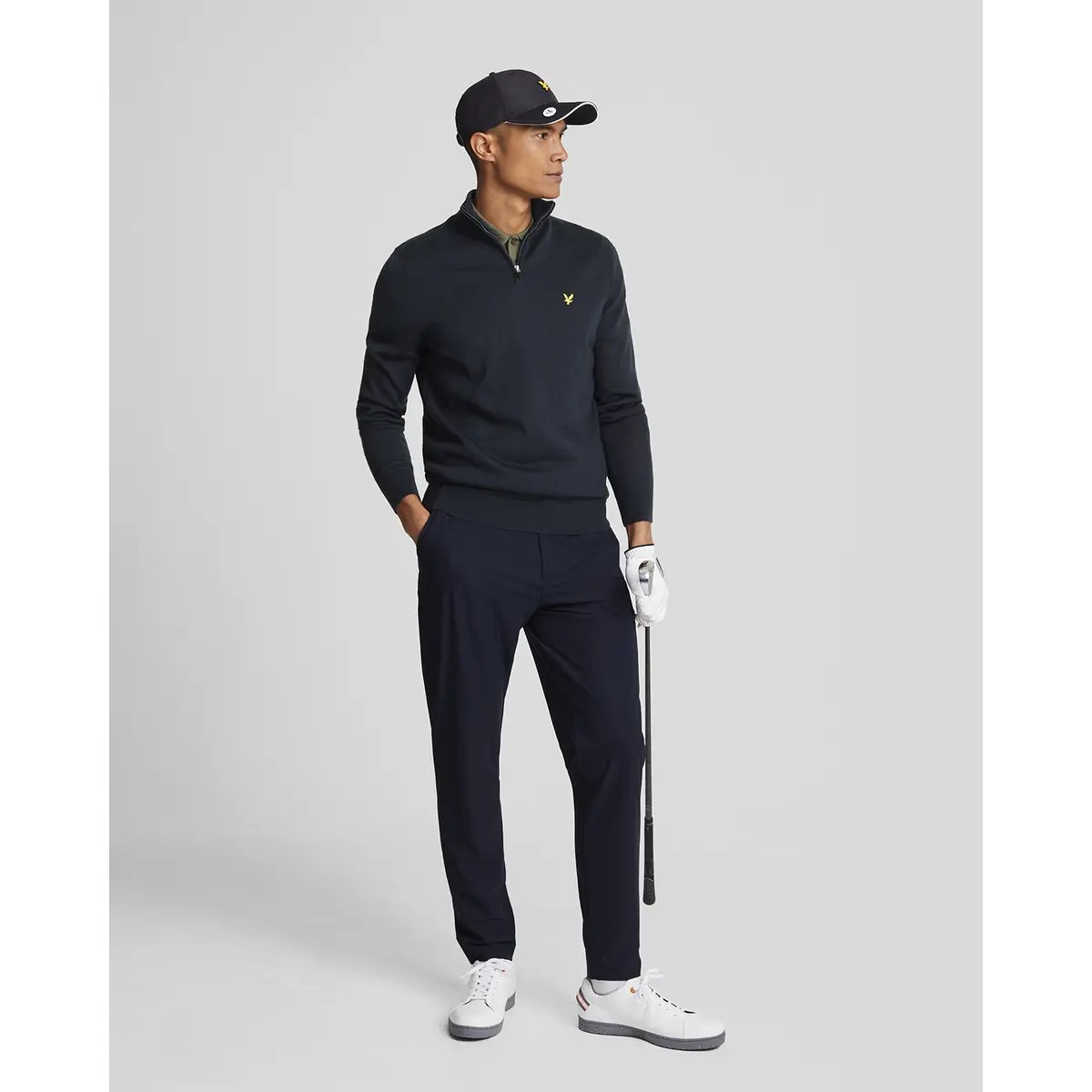 LYLE & SCOTT GOLF QUARTER ZIP MERINO JUMPER - DARK NAVY