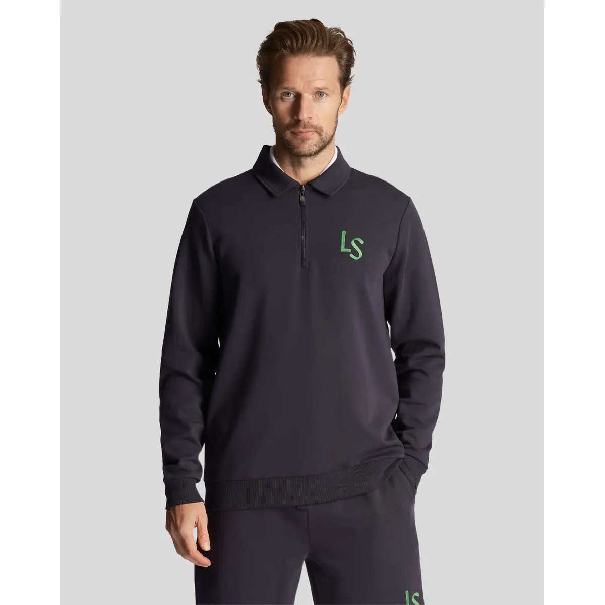 LYLE & SCOTT LS LOGO QUARTER ZIP SWEATSHIRT - DARK NAVY