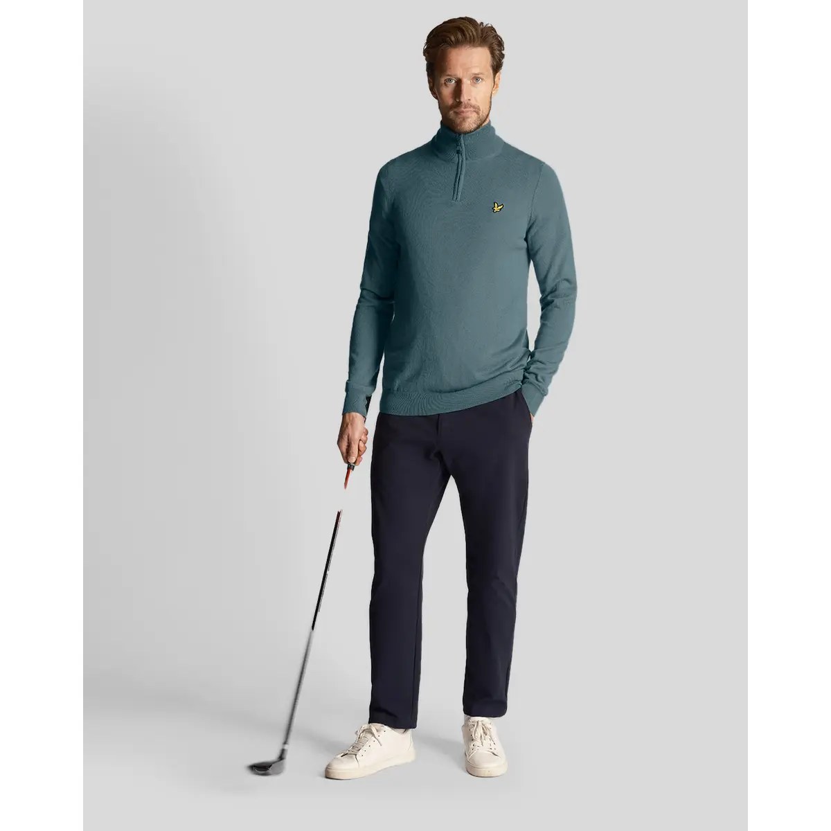 LYLE & SCOTT GOLF CORE 1/4 ZIP MERINO MIX - IRON BLUE