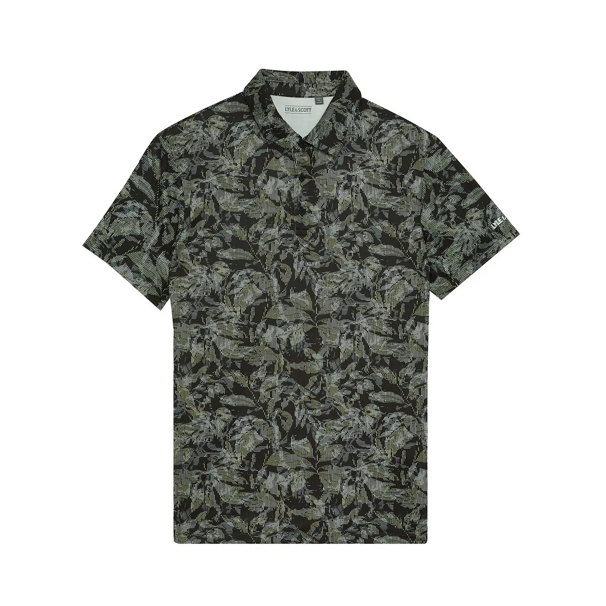 LYLE & SCOTT GOLF DIGITAL FLORAL POLO SHIRT - JET BLACK