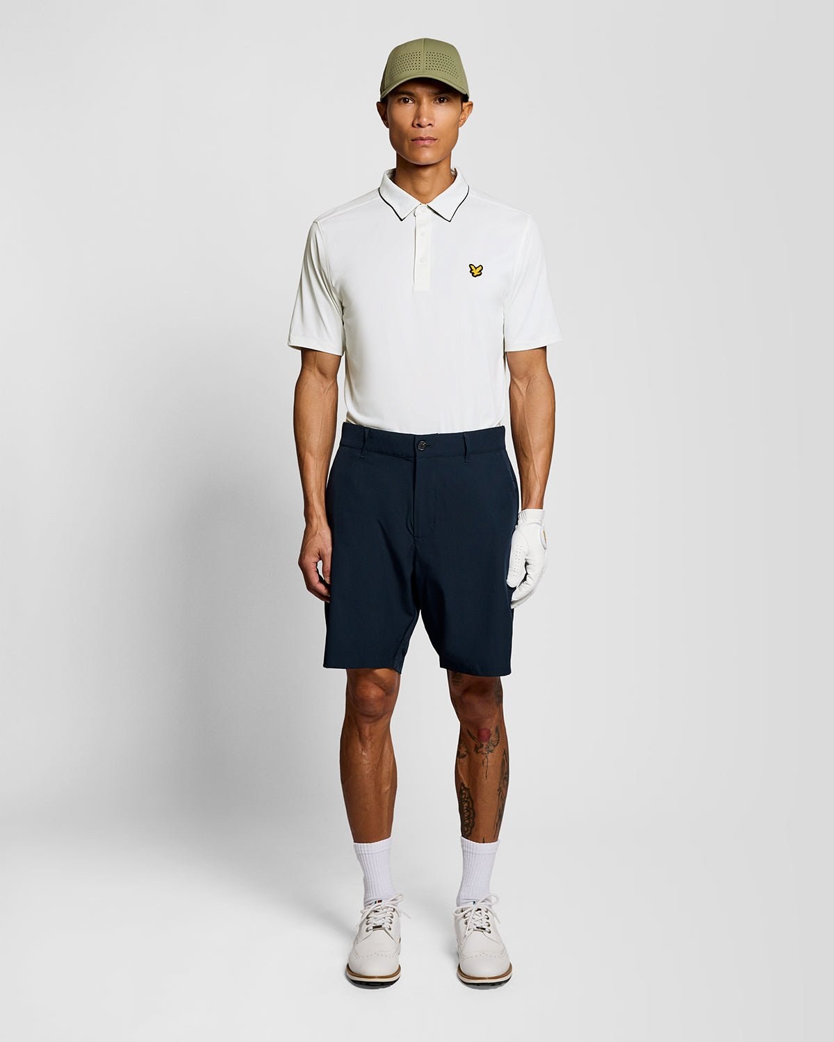 LYLE & SCOTT GOLF CONTRAST COLLAR POLO - WHITE