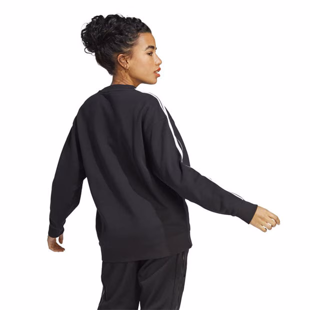 ADIDAS ESSENTIALS WOMENS  3-STRIPE SWEAT SHIRT      BLACK