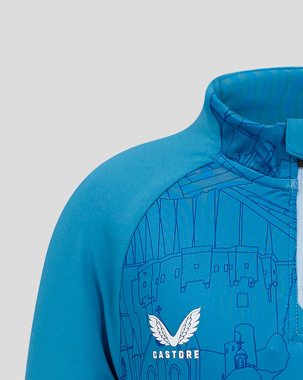 CASTORE LEINSTER MATCHDAY 1/4 ZIP MIDLAYER JUNIOR - MED BLUE/ CERULEAN