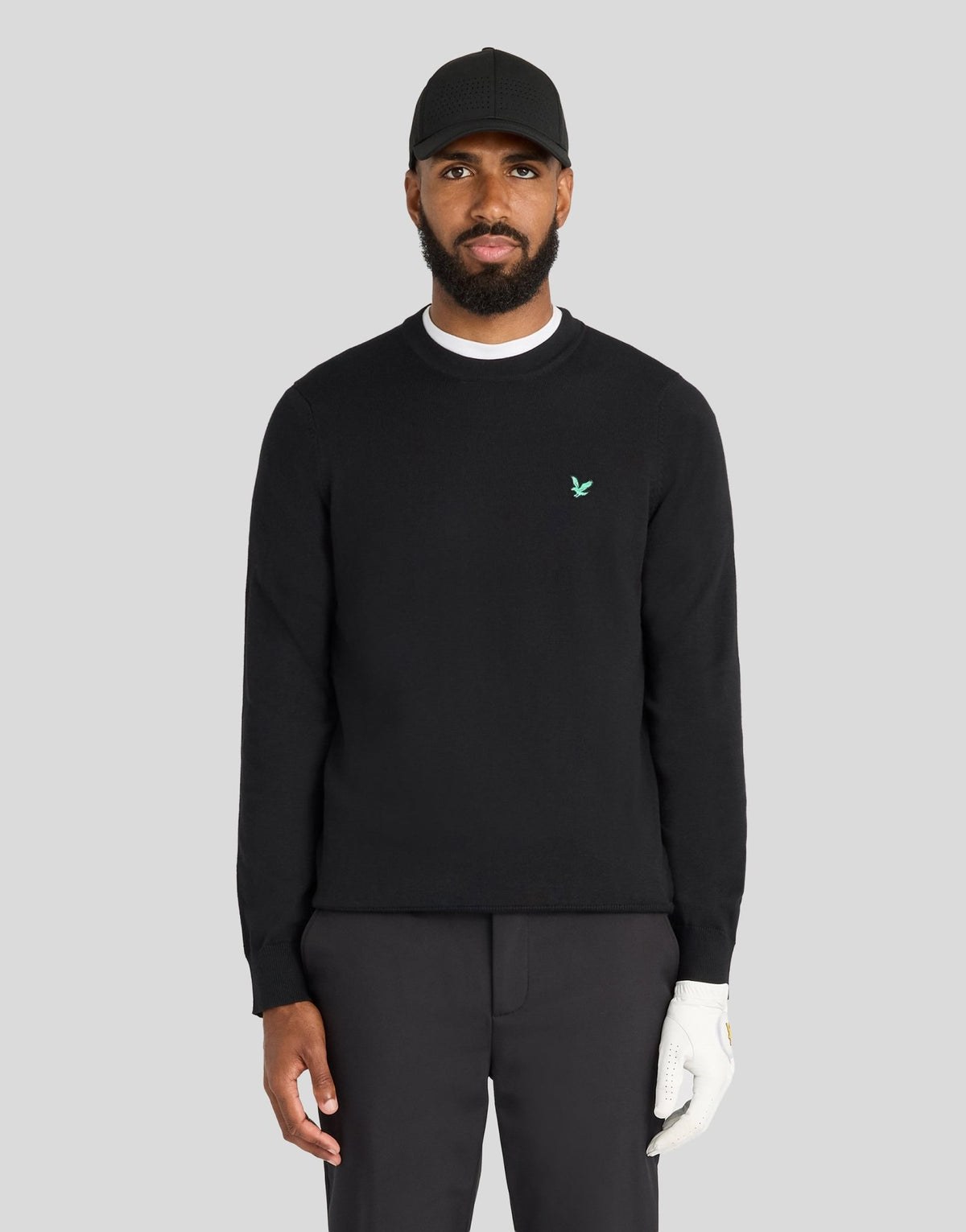 LYLE & SCOTT GOLF POLYBLEND CREW NECK PULLOVER - JET BLACK