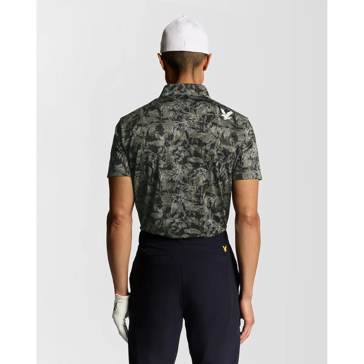 LYLE & SCOTT GOLF DIGITAL FLORAL POLO SHIRT - JET BLACK