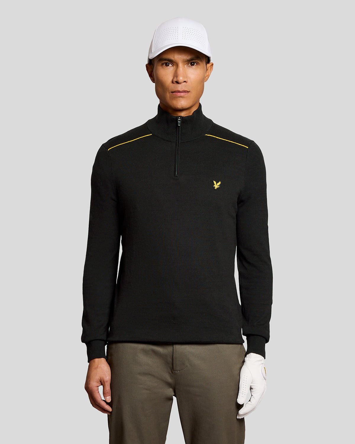 LYLE & SCOTT GOLF TIPPED QUARTER ZIP JUMPER - JET BLACK