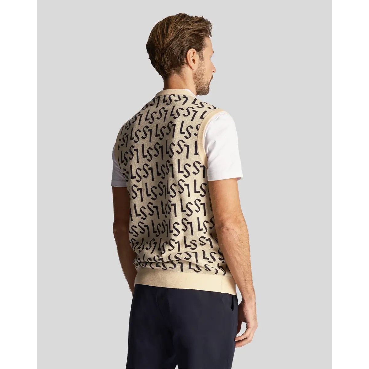 LYLE & SCOTT MONOGRAM KNITTED TANK TOP - SAND DUNE