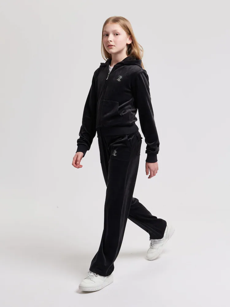 JUICY COUTURE MINI DIAMANTE VELOUR WIDE LEG - BLACK