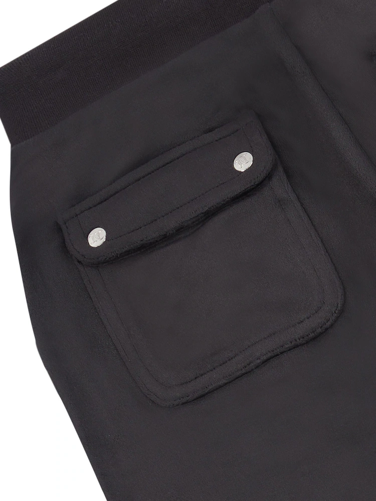 JUICY COUTURE MINI DIAMANTE VELOUR WIDE LEG - BLACK