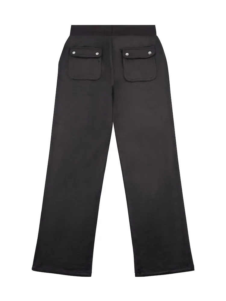 JUICY COUTURE MINI DIAMANTE VELOUR WIDE LEG - BLACK