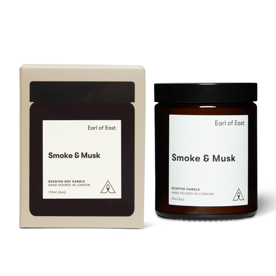EARL OF EAST SMOKE AND MUSK SOY WAX CANDLE 170ML - BROWN