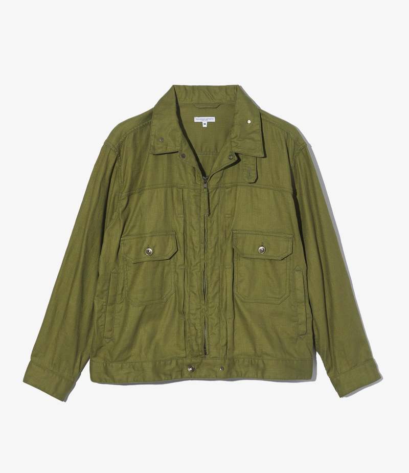 ENGINEERED GARMENTS TRUCKER JACKET - OLIVE CL JAVA CLOTH