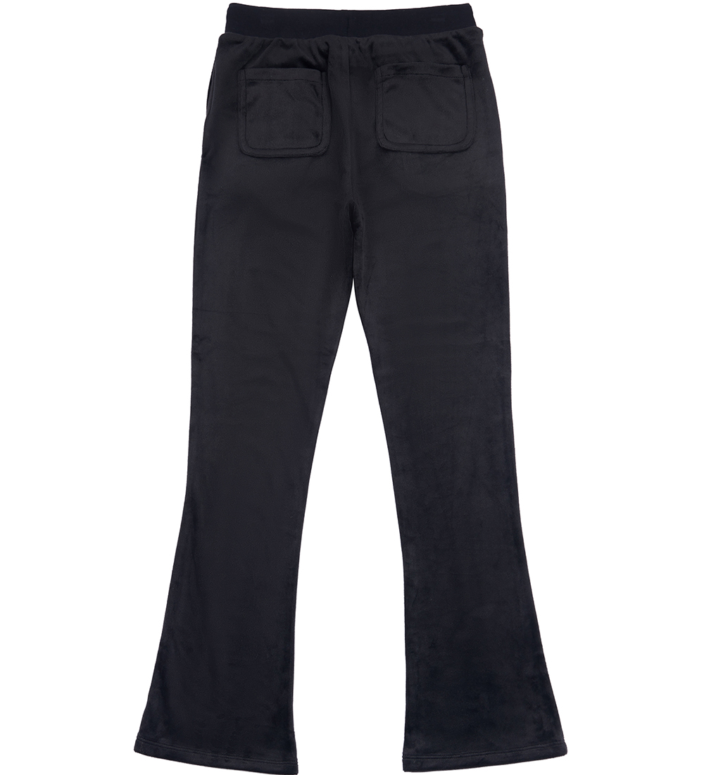 JUICY COUTURE Diamante Velour Bootcut Jogger - Jet Black