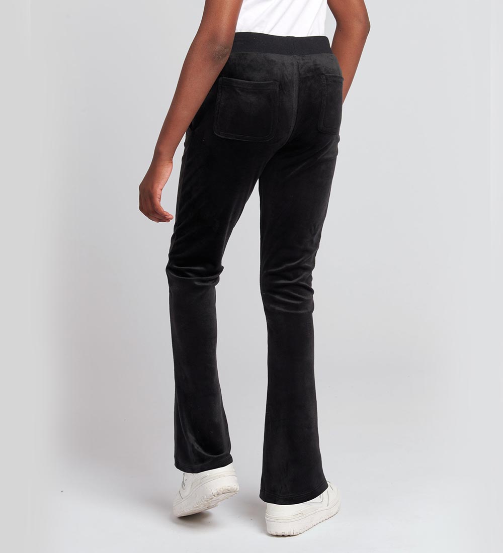 JUICY COUTURE Diamante Velour Bootcut Jogger - Jet Black