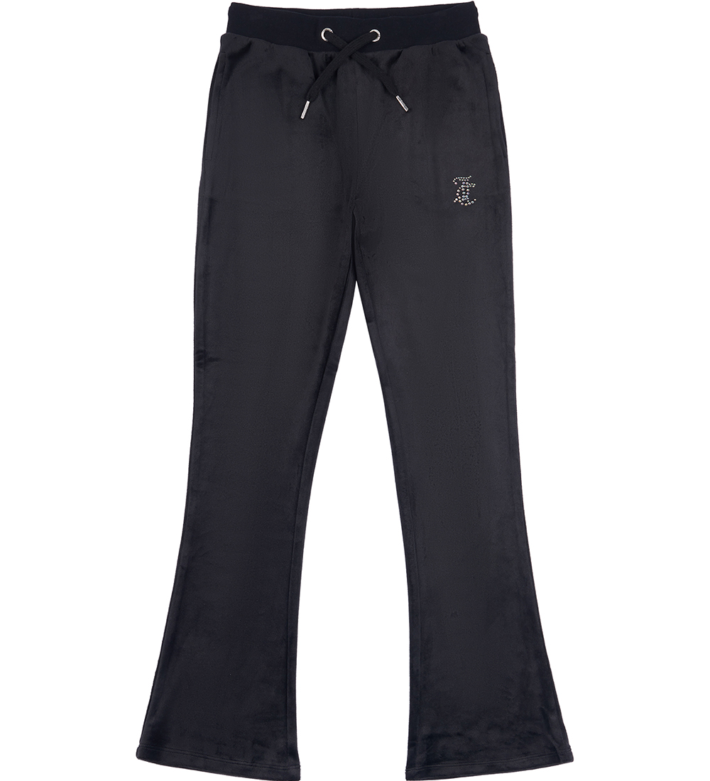 JUICY COUTURE Diamante Velour Bootcut Jogger - Jet Black