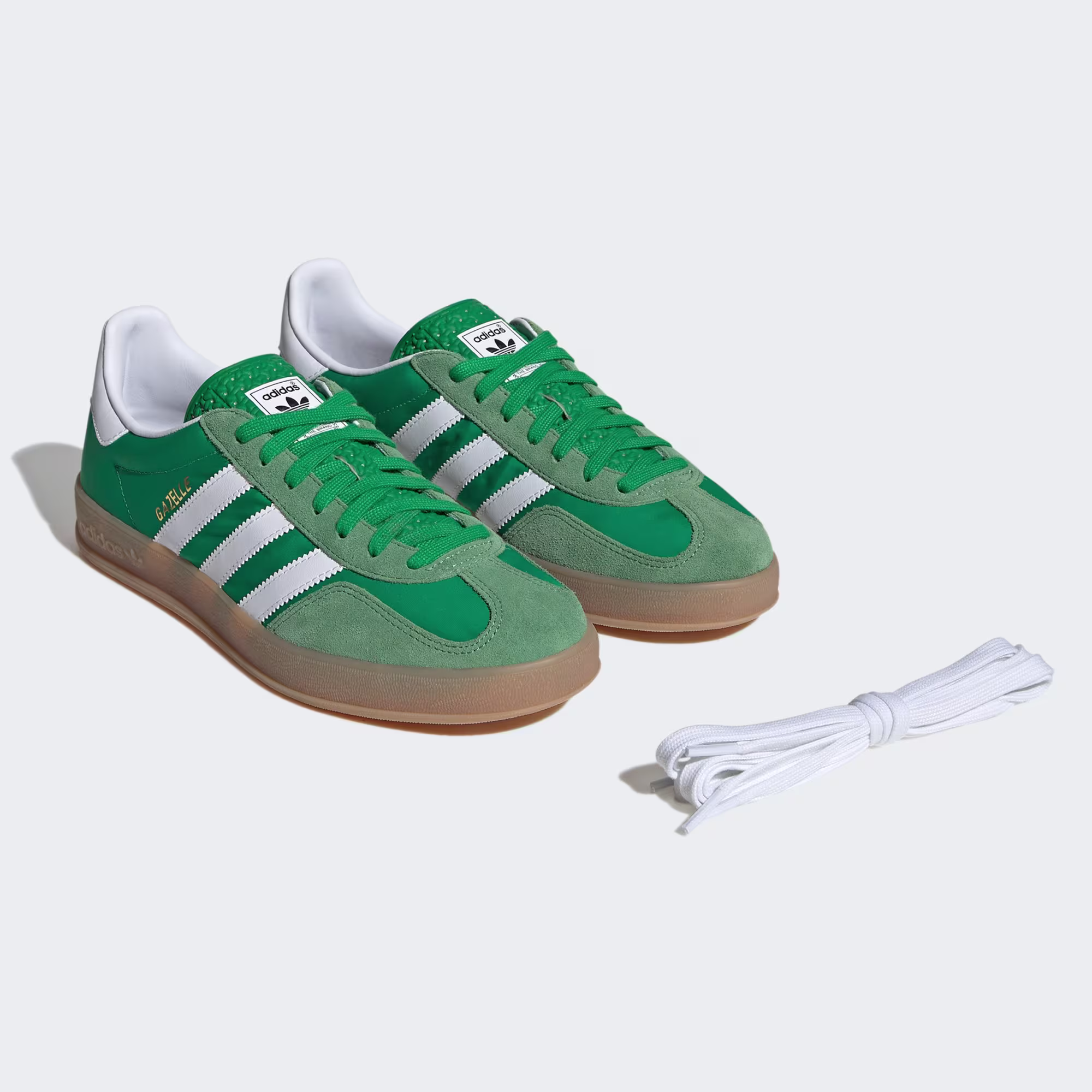 ADIDAS ORIGINALS GAZELLE INDOOR TRAINERS - GREEN/FOOTWEAR WHITE/HAZY GREEN