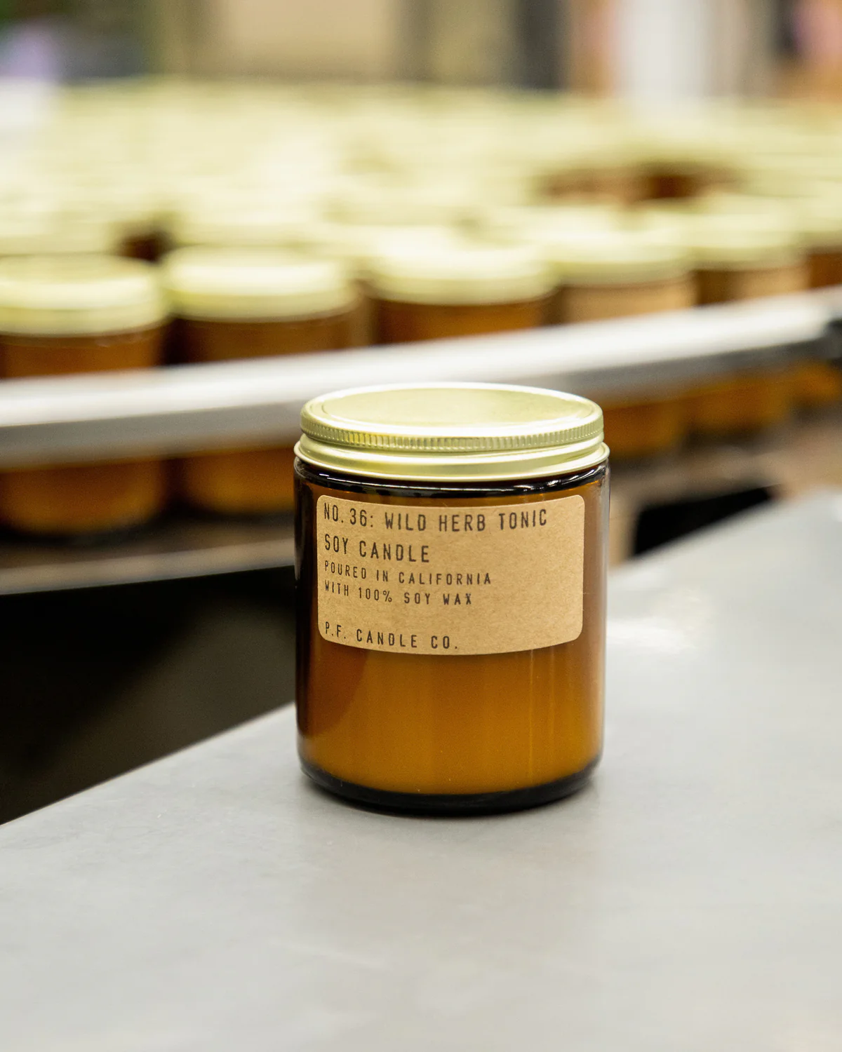 P.F. CANDLE CO NO.36 WILD HERB TONIC 7.2 OZ SOY CANDLE - BROWN