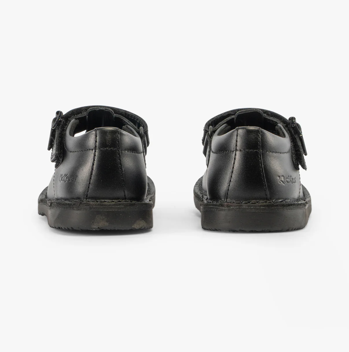 KICKERS NUR KOPI HEART CHILDS T-BAR LEATHER SHOES - BLACK