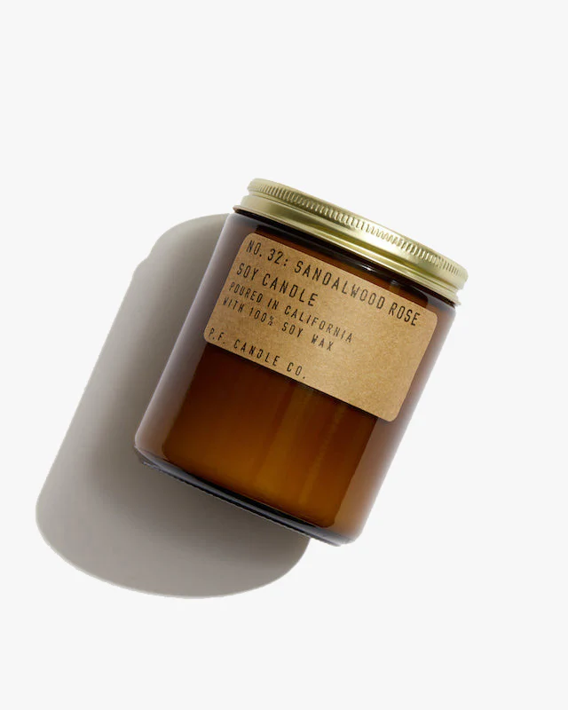 P.F. CANDLE CO NO.32 SANDALWOOD ROSE 7.2 OZ SOY CANDLE - BROWN