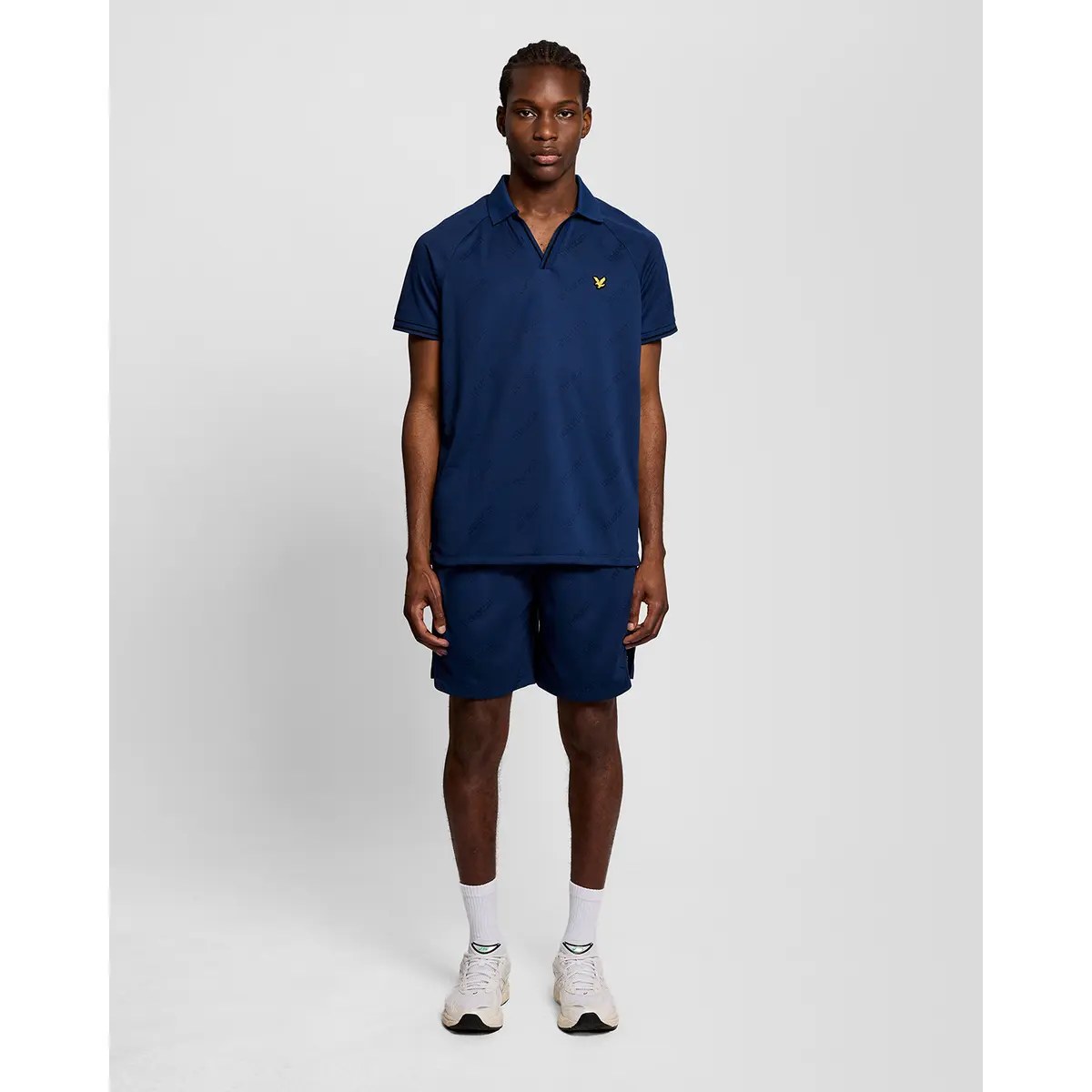 LYLE & SCOTT EMBOSSED FOOTBALL POLO - NAVY PEONY