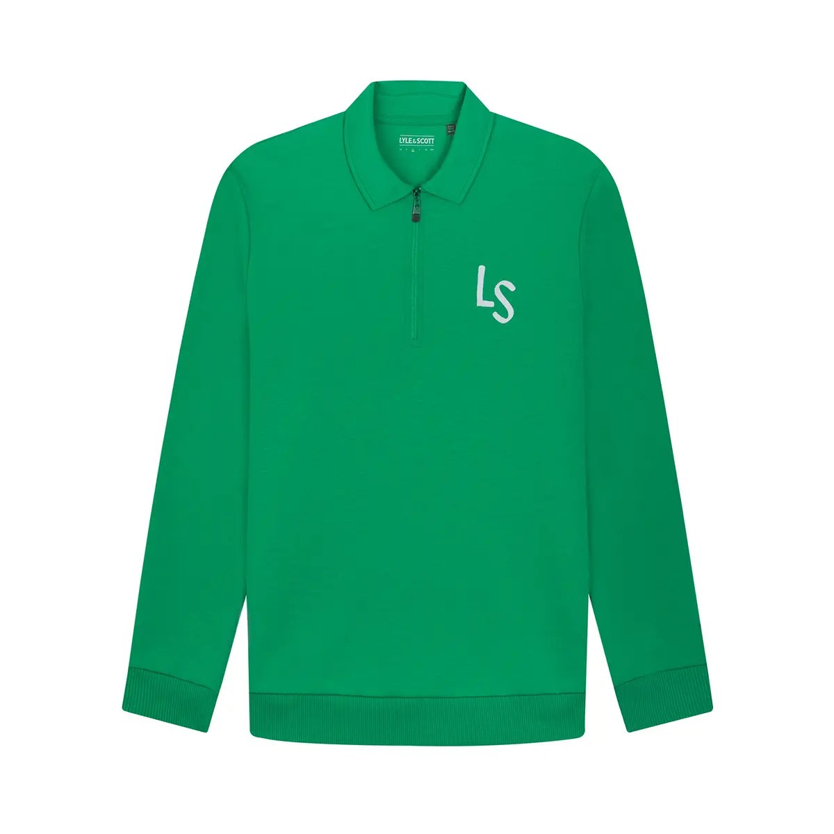 LYLE & SCOTT LS LOGO QUARTER ZIP SWEATSHIRT - FAIRWAY GREEN