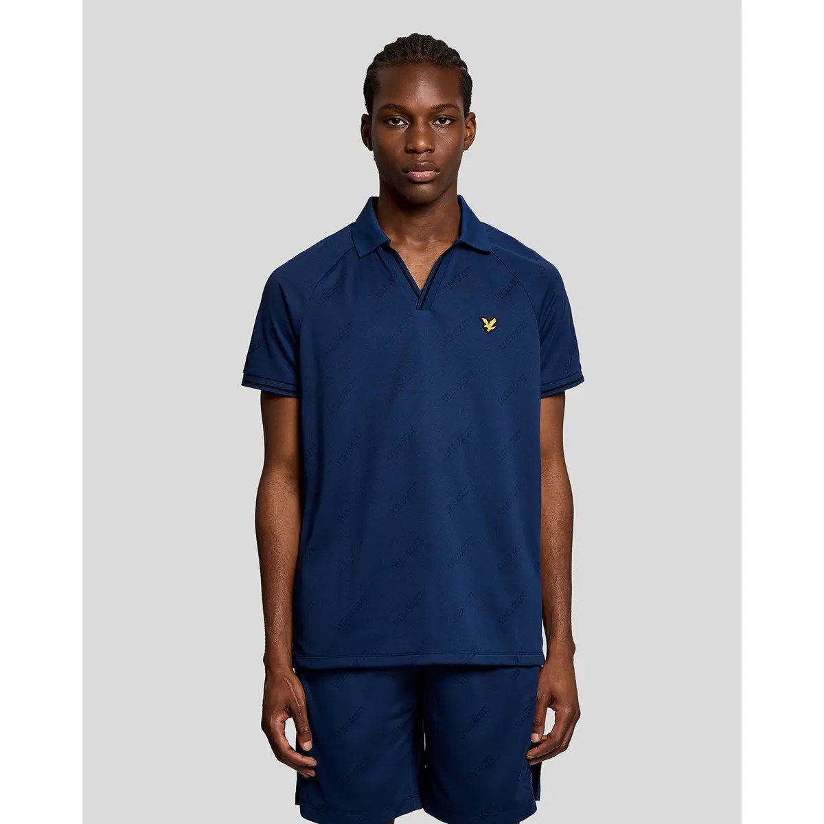 LYLE & SCOTT EMBOSSED FOOTBALL POLO - NAVY PEONY