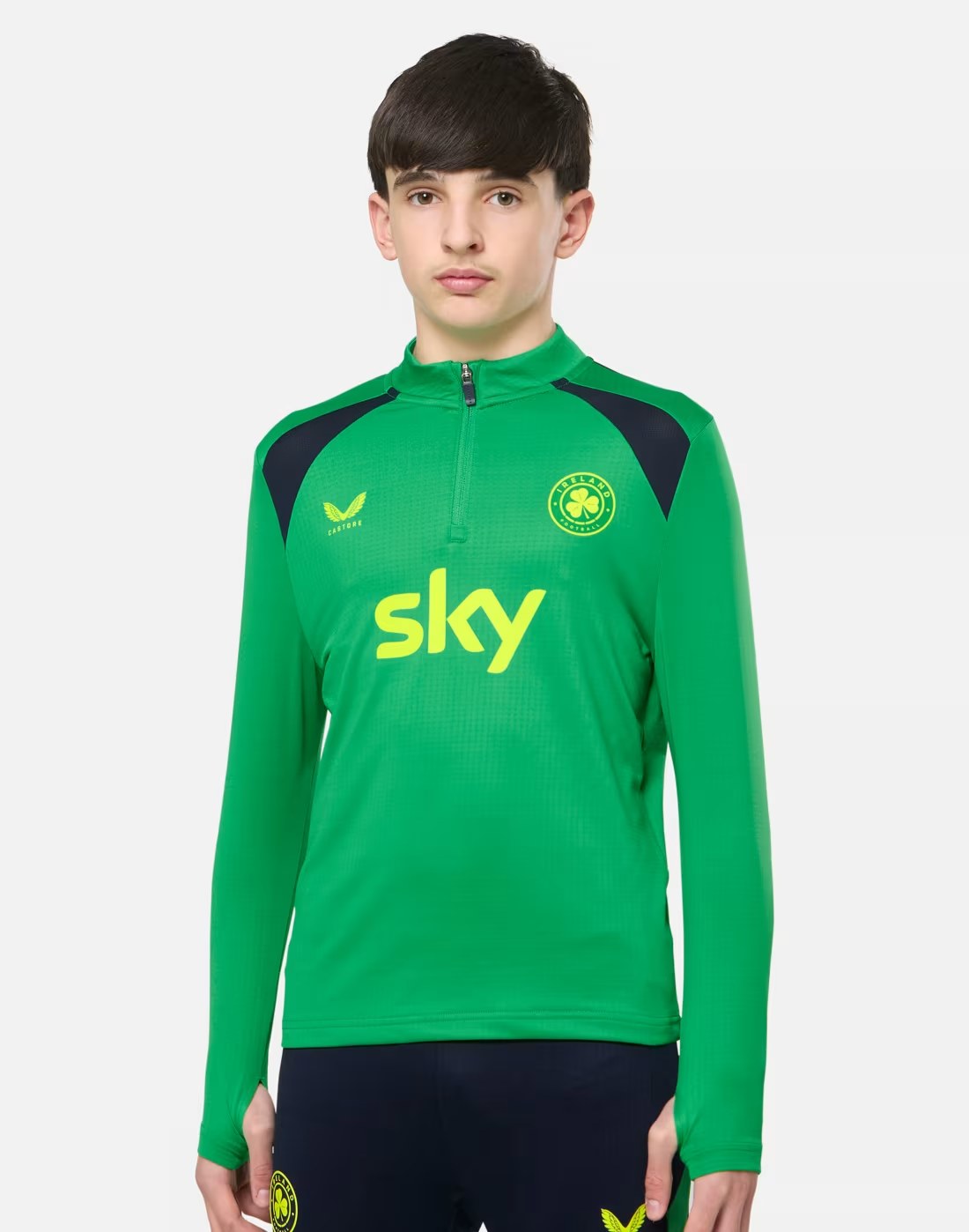 CASTORE PERFORMANCE MIDLAYER TOP JUNIOR - BRIGHT GREEN/CASTORE NAVY IRELAND FOOTBALL