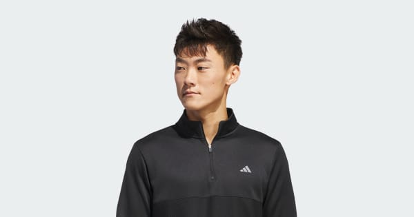 ADIDAS TEXTURED Q ZIP   BLACK