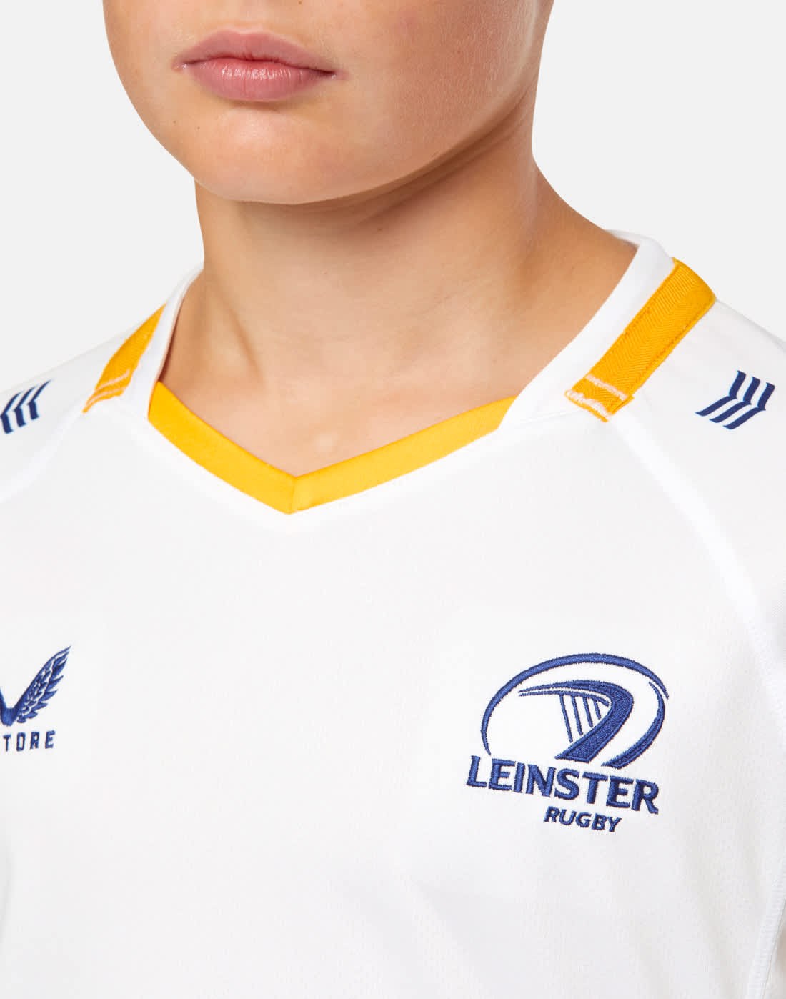 CASTORE LEINSTER AWAY REPLICA SHIRT JUNIOR - GOLD FUSION/BRILLIANT WHITE