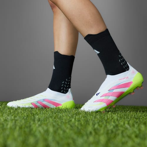 ADIDAS MENS PREDATOR ELITE LACELESS FG FOOTBALL BOOTS - WHITE/PINK