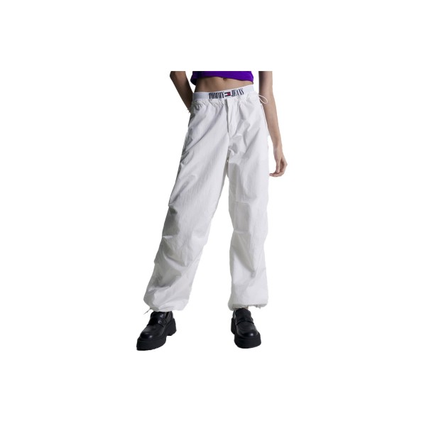 TOMMY JEANS W WOVEN BUNGIES PARACHUTE PANT - WHITE