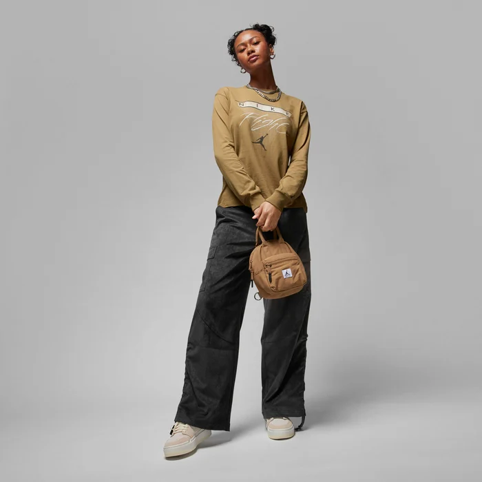 JORDAN W FLIGHT GRAPHIC LS TEE  - BROWN KELP