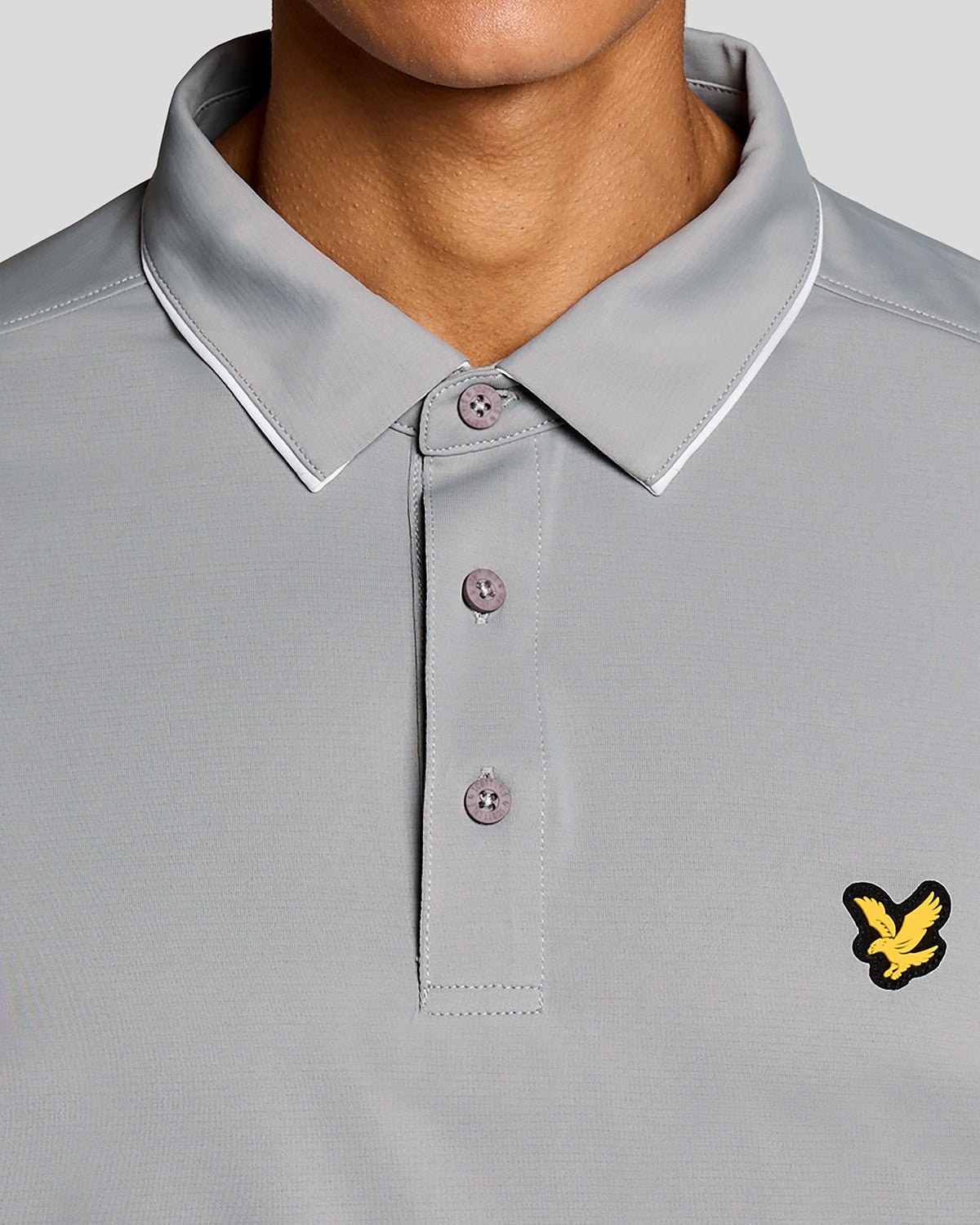 LYLE & SCOTT GOLF CONTRAST COLLAR POLO - ULTIMATE GREY