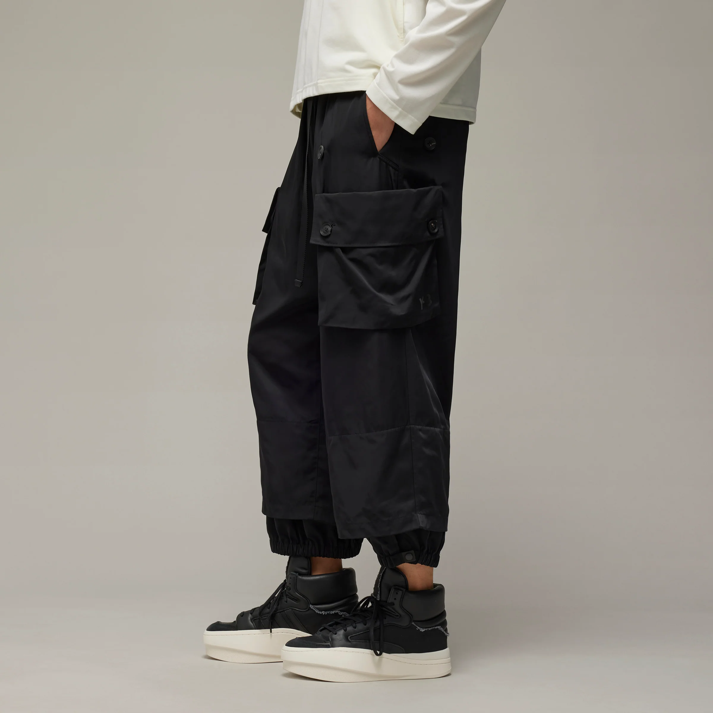 ADIDAS MENS Y-3 CUFFED TWILL PANTS