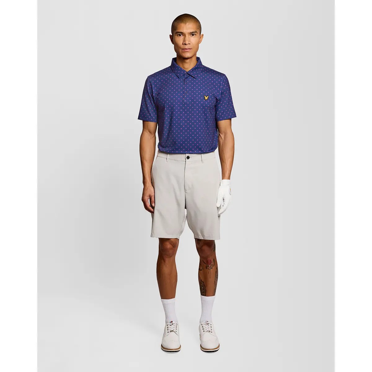 LYLE & SCOTT GOLF CROSS PRINT POLO - NAVY PEONY
