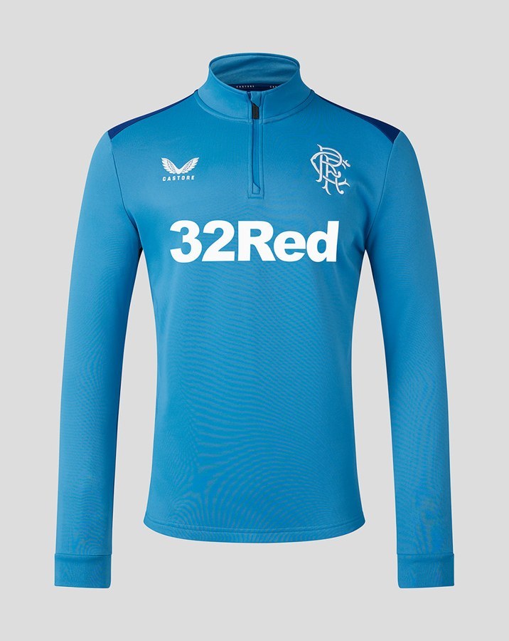 CASTORE RANGERS PLAYERS TRAINING FLEECE 1/4 ZIP MIDLAYER - DEEP WATER / BLUE DEPTHS