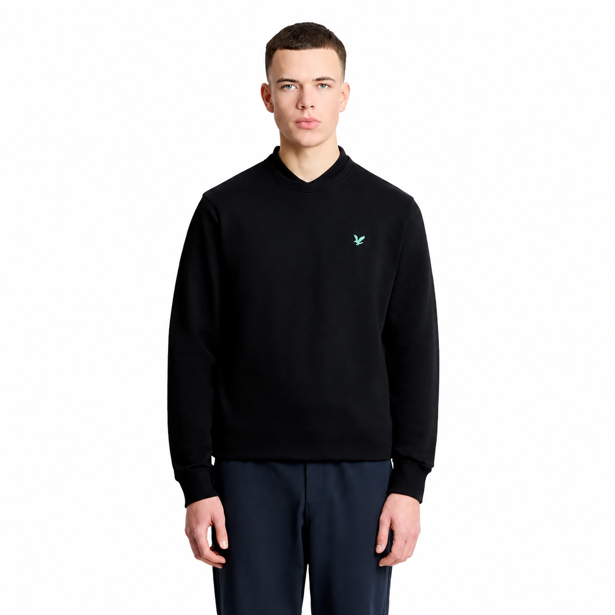 LYLE & SCOTT CURRENT SEASON GREEN EAGLE CREW NECK SWEATSHIRT - DARK NAVY