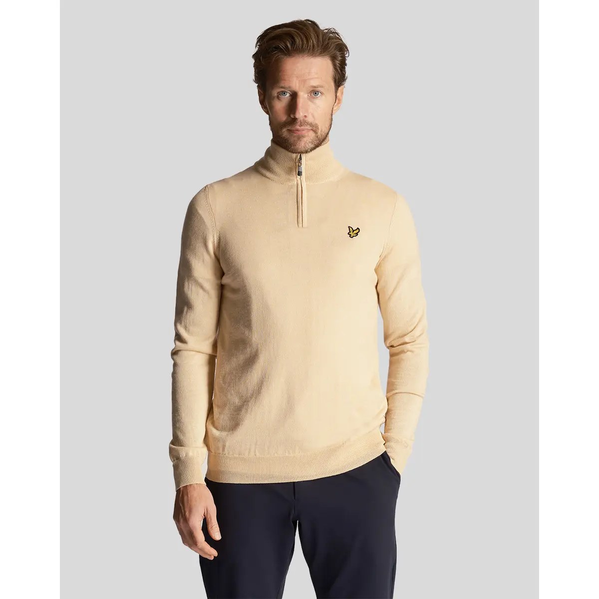 LYLE & SCOTT GOLF CORE 1/4 ZIP MERINO MIX - SAND DUNE