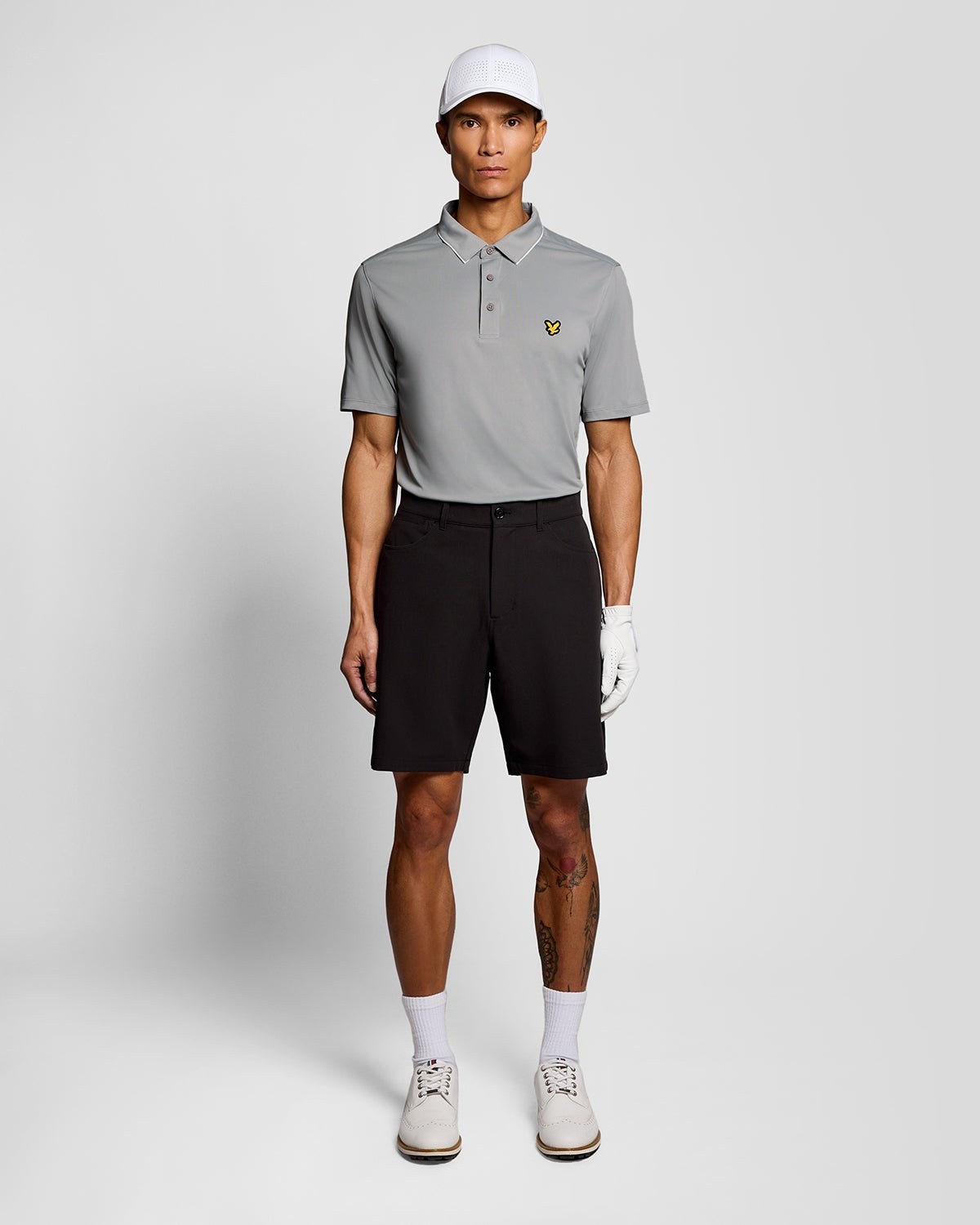 LYLE & SCOTT GOLF CONTRAST COLLAR POLO - ULTIMATE GREY
