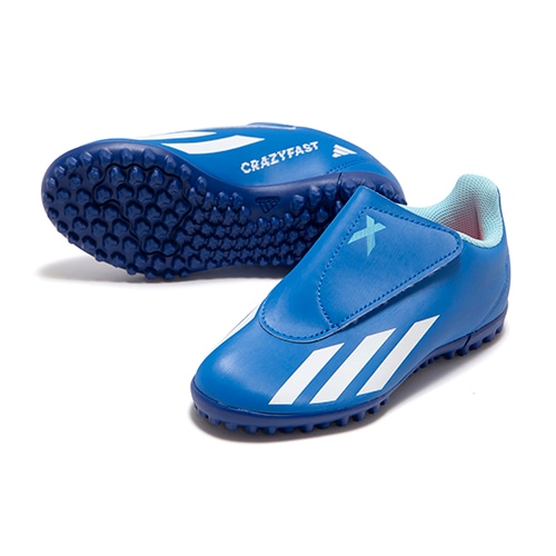 ADIDAS X CRAZYFAST.4 TURF FOOTBALL BOOTS JUNIOR HOOK-AND-LOOP TRAINERS