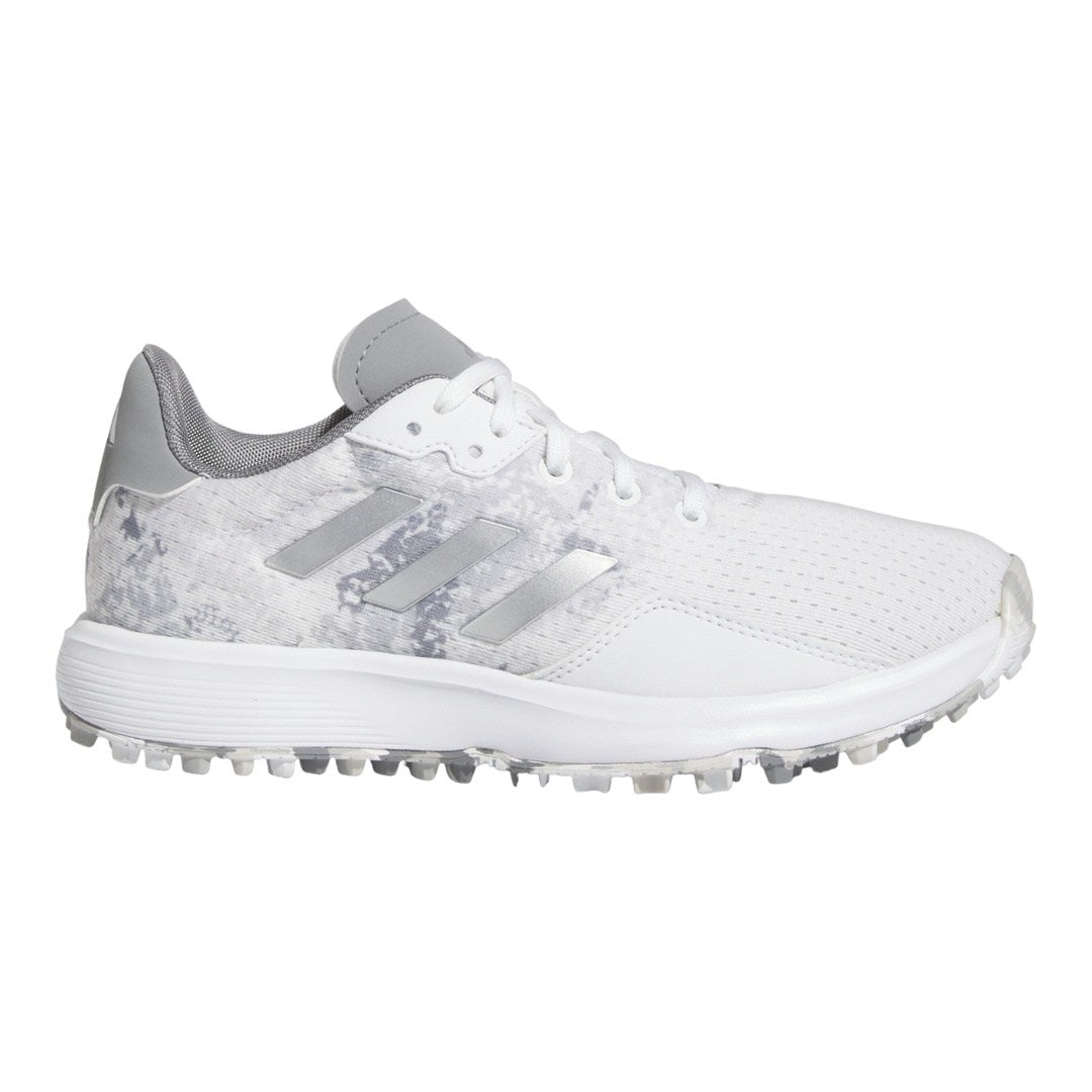 ADIDAS JUNIOR S2G SL 23 GOLF SHOES - WHITE/SILVER